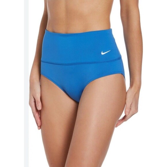 $56 Nike Essential High Waist Swim Bottoms Pacific Blue Size Medium Running Jog - Picture 1 of 13